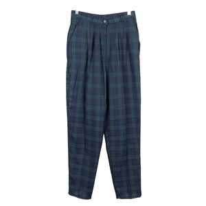 Starwear VTG Plaid Pants L Womens Green Blue Polyester Blend Classic Pockets